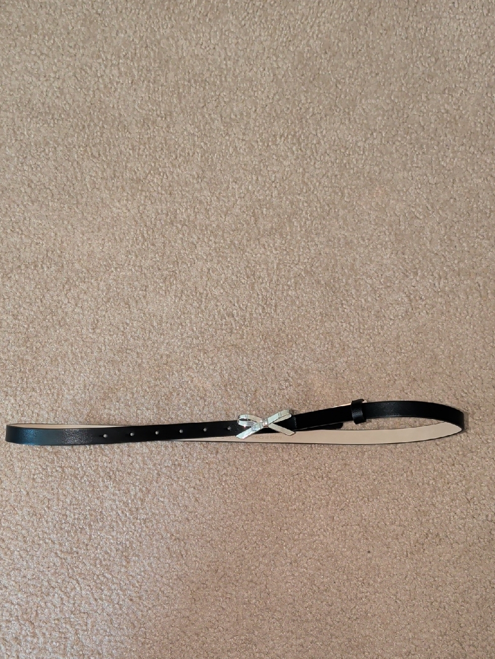 Black Skinny Belt with Silver Bow Buckle